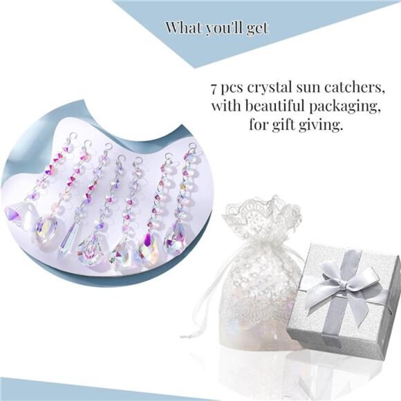 Sun Catchers with Crystals, 7 Pcs Hanging Crystals Suncatchers for Windows - Picture 3 of 7